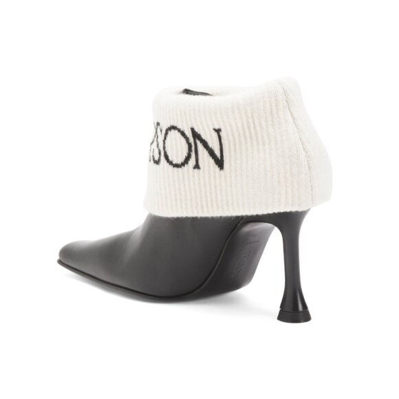 J.W. ANDERSON Black Made In Italy Leather Fold Over Booties - Picture 2 of 2